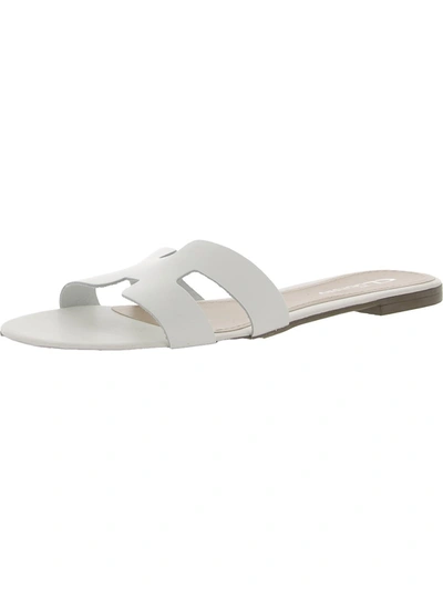 Cl By Laundry Artist Womens Leather Slip On Slide Sandals In White
