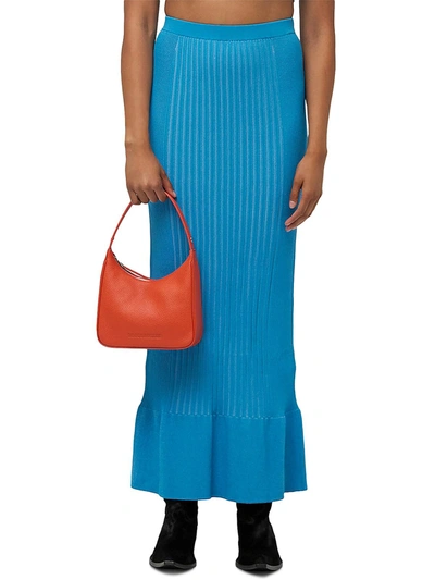 Simon Miller Lottie Womens Ribbed Flare Pencil Skirt In Blue