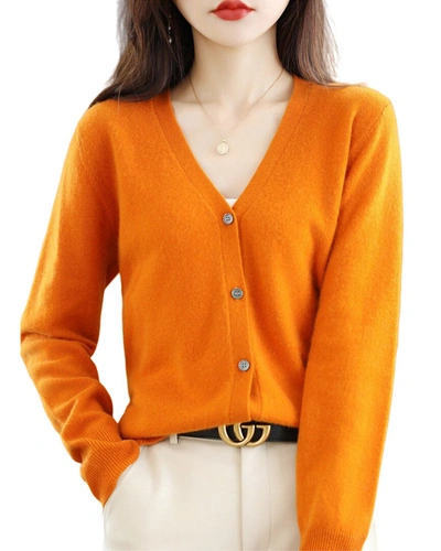 Asne Wool Cardigan In Orange