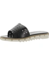 CHARLES DAVID SPACE WOMENS LEATHER PERFORATED SLIDE SANDALS