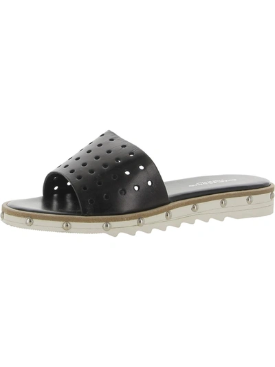 Charles David Space Womens Leather Perforated Slide Sandals In Black
