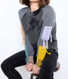 LISA TODD ON THE FRINGE SWEATER IN SHALE/BLACK
