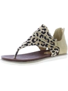 Shoe'n Tale Womens Canvas Leopard Print Thong Sandals In Multi
