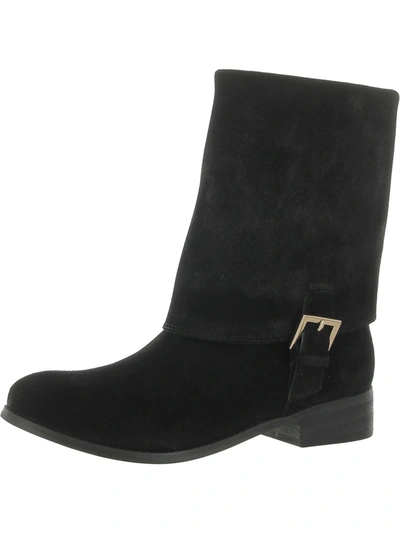 Trotters Limona Womens Suede Round Toe Mid-calf Boots In Black