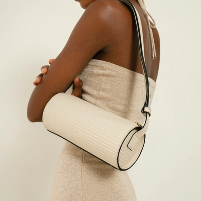 Alohas The I Pleated Cream Leather Shoulder Bag In White