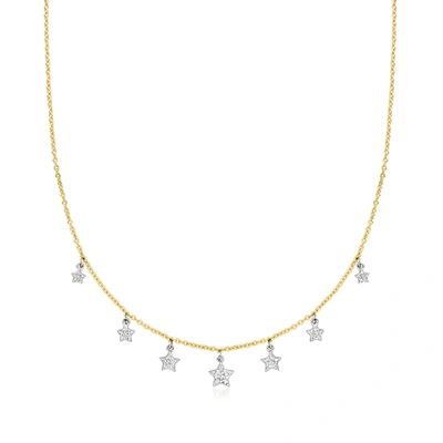 Ross-simons Diamond Star Drop Necklace In 2-tone Sterling Silver