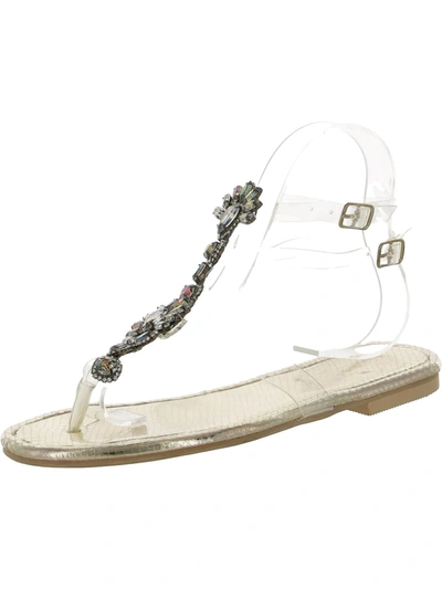 Shoe'n Tale Womens Embellished Snake Thong Sandals In White