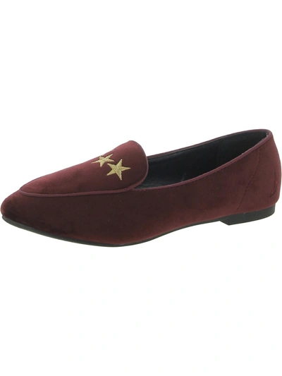 Nautica Campamil Womens Velvet Embroidered Loafers In Red