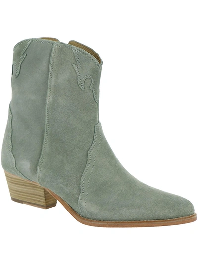 Free People New Frontier Womens Suede Ankle Cowboy, Western Boots In Grey