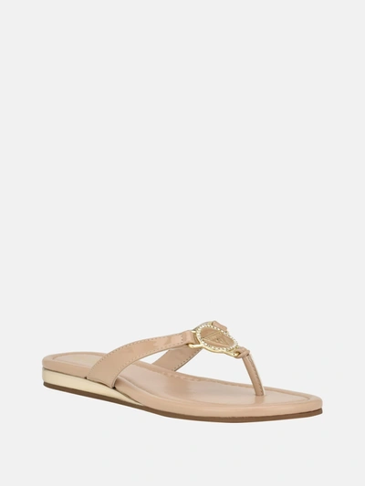 Guess Factory Justy Bling Flip-flop Sandals In Beige