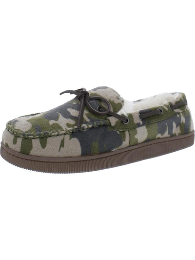 Club Room Mens Faux Suede Camouflage Moccasin Slippers In Grey