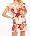 Eva Franco Bonnie Top In Wild Poppies In Multi