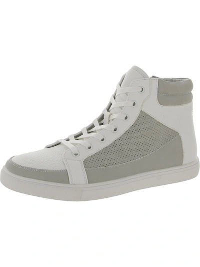 Unlisted Kenneth Cole Stand Mens Faux Leather Lace-up High-top Sneakers In White