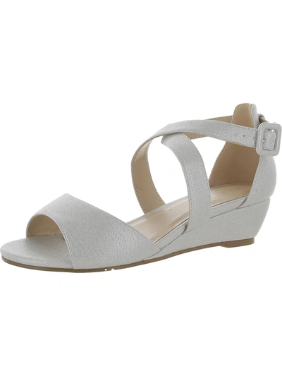 Pink Paradox London Jagger Womens Open Toe Dressy Wedge Sandals In Silver