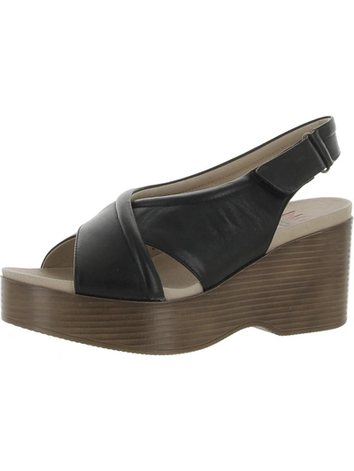 National Comfort Alanis Womens Leather Open Toe Wedge Sandals In Black
