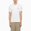 AMI ALEXANDRE MATTIUSSI AMI PARIS | WHITE AMI DE COEUR POLO SHIRT