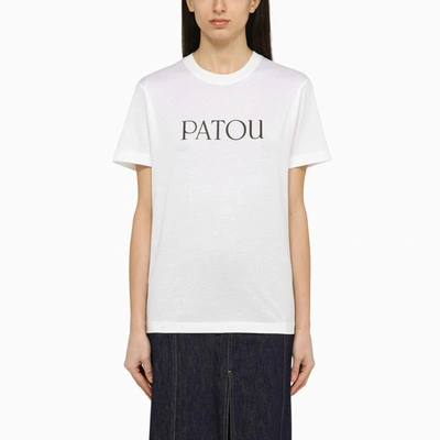 PATOU PATOU | WHITE COTTON T-SHIRT WITH LOGO