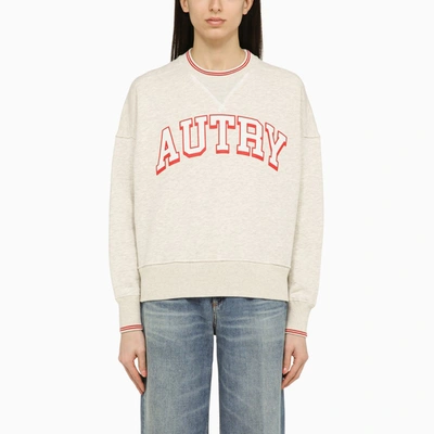 Autry Melange Crew-neck Sweatshirt With Logo In Grey