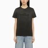 Maison Margiela Black Washed-out Cotton T-shirt With Reverse Logo In Grey