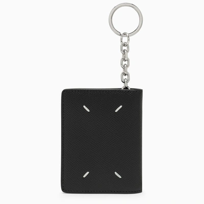 Maison Margiela Black Leather Card Case With Key Ring