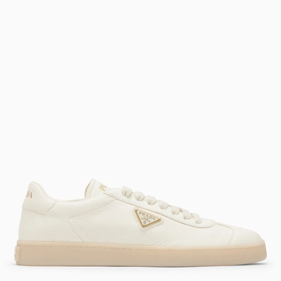 Prada Ivory Leather Trainer In White