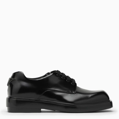 Prada Black Leather Lace-up In Brown