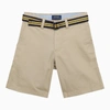Polo Ralph Lauren Beige Cotton Bermuda Shorts With Belt In Beige