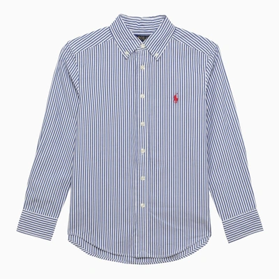 Polo Ralph Lauren Kids' White/navy Blue Striped Button-down Shirt