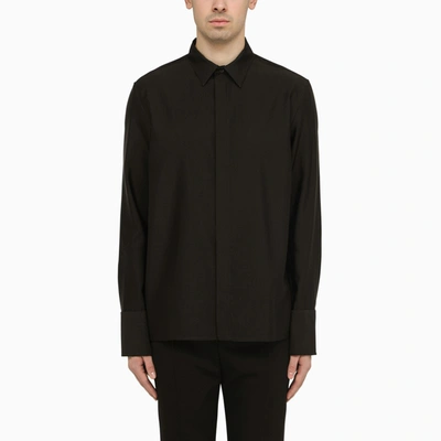 Saint Laurent Black Wool-blend Shirt In Brown