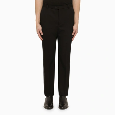 Saint Laurent Black Wool Trousers In Brown