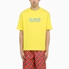 MARTINE ROSE YELLOW COTTON T-SHIRT WITH LOGO