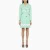 Patou Single-breasted Mint Green Cotton Coat In Green
