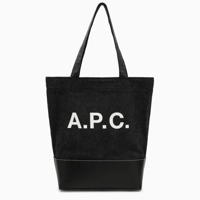 APC A.P.C. | MEDIUM AXEL BLACK COTTON TOTE BAG WITH LOGO