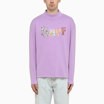 Erl Appliqué Cotton Jersey Sweatshirt In Purple