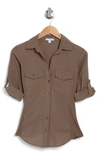 JAMES PERSE JAMES PERSE THREE-QUARTER SLEEVE BUTTON-UP SHIRT