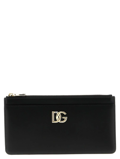 Dolce & Gabbana Logo Leather Cardholder Wallets, Card Holders Black