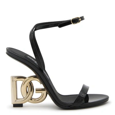 Dolce & Gabbana Gilded Carbon Heel Sandals In Black