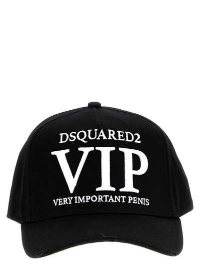 Dsquared2 Vip Embroidered Baseball Cap In Black,white