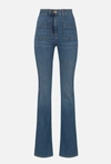 Elisabetta Franchi Women's Paw Jeans With Logo Plates In Blue Denim