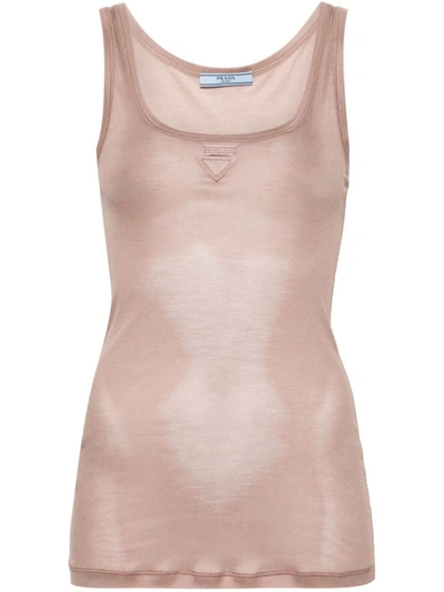 Prada Logo-detailed Sleeveless Top In Pink