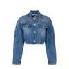 Versace Stone-washed Crop Denim Jacket In Blue