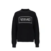 Versace Crew-neck Sweater With Logo Inlay In Black