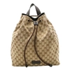 GUCCI GUCCI DRAWSTRING BROWN CANVAS BACKPACK BAG (PRE-OWNED)