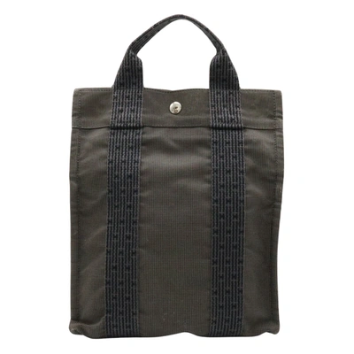 Hermes Hermès Herline Grey Canvas Backpack Bag ()