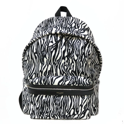 Saint Laurent Black Canvas Backpack Bag ()