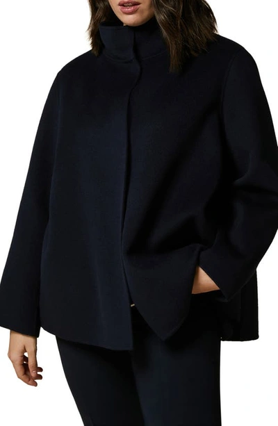 Marina Rinaldi Wool Blend Coat In Midnight Blue