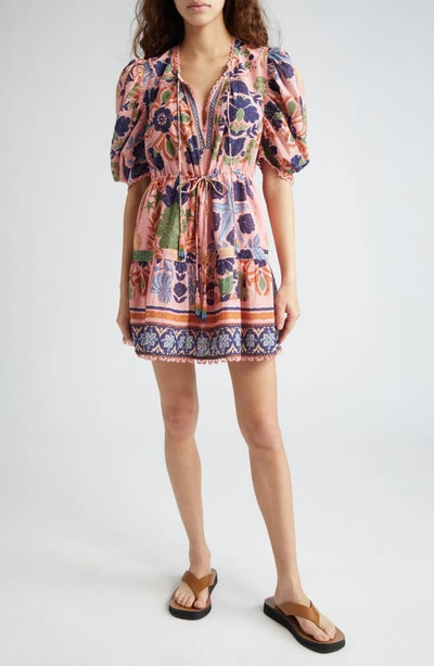 Farm Rio Seashell Tapestry Cotton Mini Dress In Seashell Tapestry Pink |  ModeSens