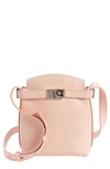 Ferragamo Hug Leather Shoulder Bag In Nylund Pink