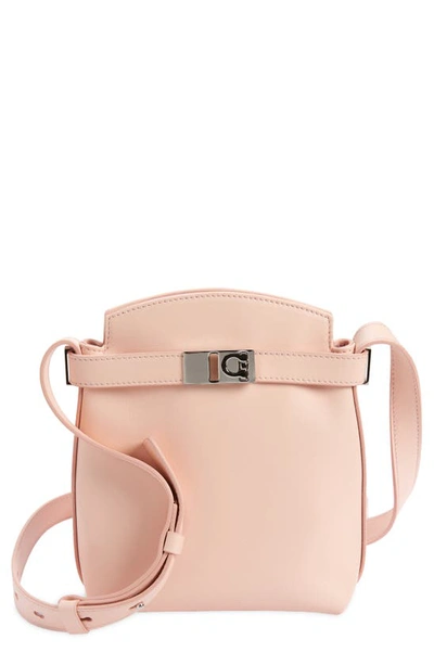 Ferragamo Hug Leather Shoulder Bag In Nylund Pink