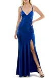 SPEECHLESS RUCHED SLEEVELESS GOWN